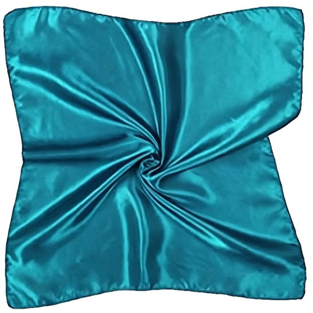 Silky Satin Square Scarf - Teal